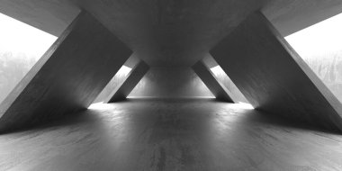 Soyut mimari iç plan. Modern beton oda. 3d oluşturma