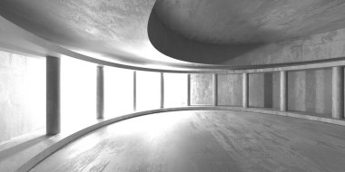 Soyut iç dizayn beton oda. Mimarlık geçmişi. 3d oluşturma