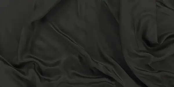 Black Dark Fabric Satin Texture Rippled Black Silk Fabric Rendering — Stock Photo, Image