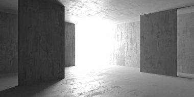 Soyut iç dizayn beton oda. Mimarlık geçmişi. 3d oluşturma