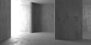 Soyut iç dizayn beton oda. Mimarlık geçmişi. 3d oluşturma