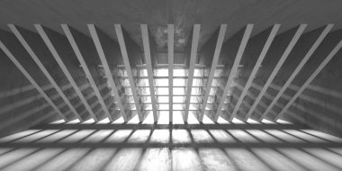 Soyut mimari iç plan. Modern beton oda. 3d oluşturma