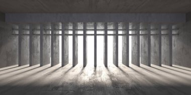 Soyut mimari iç plan. Modern beton oda. 3d oluşturma