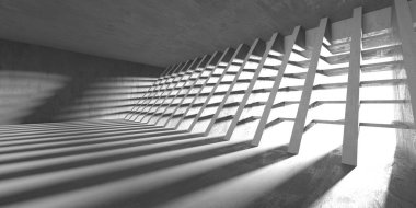 Soyut boş modern iç mekan. Beton duvarlar. Mimarlık geçmişi. 3d oluşturma