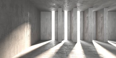 Soyut mimari iç plan. Modern beton oda. 3d oluşturma