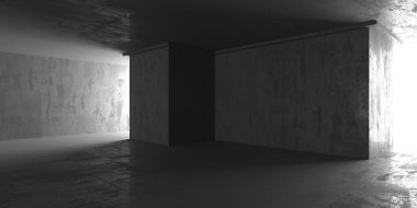 Soyut mimari iç plan. Modern beton oda. 3d oluşturma