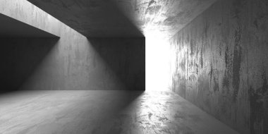 Soyut mimari iç plan. Modern beton oda. 3d oluşturma