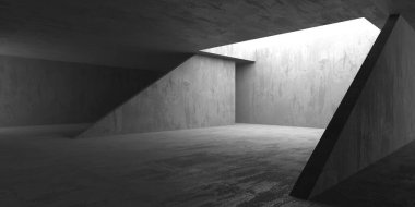 Soyut boş modern iç mekan. Beton duvarlar. Mimarlık geçmişi. 3d oluşturma