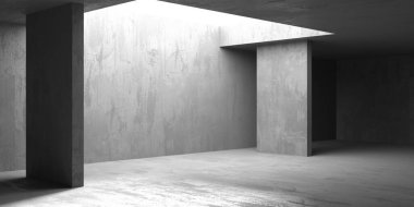 Soyut mimari iç plan. Modern beton oda. 3d oluşturma