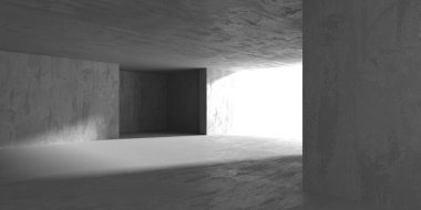 Soyut iç dizayn beton oda. Mimarlık geçmişi. 3d oluşturma