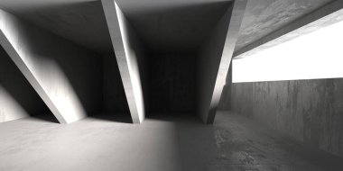 Soyut mimari iç plan. Modern beton oda. 3d oluşturma