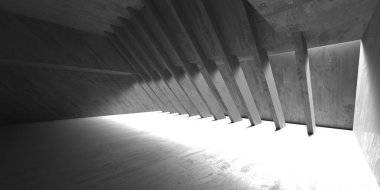 Soyut mimari iç plan. Modern beton oda. 3d oluşturma