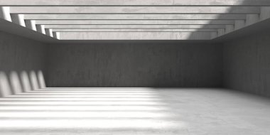 Soyut boş modern iç mekan. Beton duvarlar. Mimarlık geçmişi. 3d oluşturma