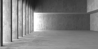 Soyut iç dizayn beton oda. Mimarlık geçmişi. 3d oluşturma