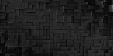 Siyah küp soyut doku arkaplanı. 3d oluşturma
