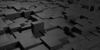 Siyah küp soyut doku arkaplanı. 3d oluşturma