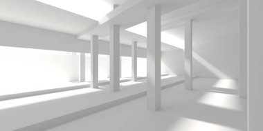 Boş Oda. Soyut Fütürist İçişleri. 3d Görüntüleme