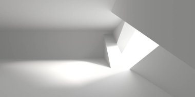 Boş Oda. Soyut Fütürist İçişleri. 3d Görüntüleme