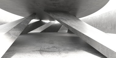 Soyut mimari iç plan. Modern beton oda. 3d oluşturma