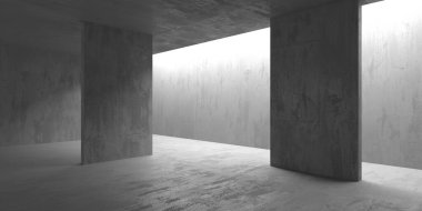Soyut boş modern iç mekan. Beton duvarlar. Mimarlık geçmişi. 3d oluşturma