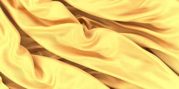 Tejido Satén Dorado Fondo Seda Suave Diseño Pliegues Lujo Brillante — Foto de Stock