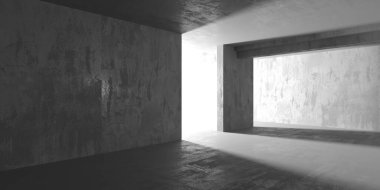 Soyut mimari iç plan. Modern beton oda. 3d oluşturma