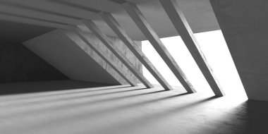 Soyut iç dizayn beton oda. Mimarlık geçmişi. 3d oluşturma