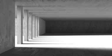 Soyut mimari iç plan. Modern beton oda. 3d oluşturma