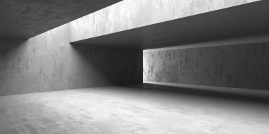 Soyut iç dizayn beton oda. Mimarlık geçmişi. 3d oluşturma