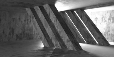 Soyut mimari iç plan. Modern beton oda. 3d oluşturma