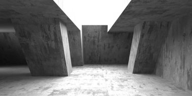 Soyut mimari iç plan. Modern beton oda. 3d oluşturma