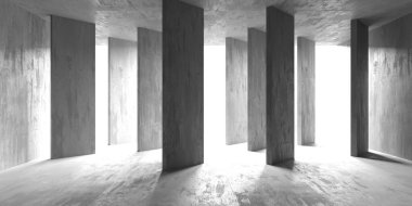 Soyut mimari iç plan. Modern beton oda. 3d oluşturma