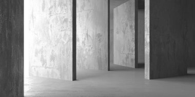 Soyut mimari iç plan. Modern beton oda. 3d oluşturma