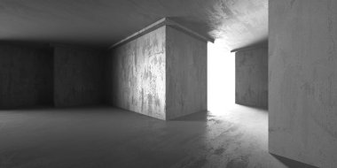 Soyut mimari iç plan. Modern beton oda. 3d oluşturma