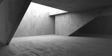 Soyut iç dizayn beton oda. Mimarlık geçmişi. 3d oluşturma