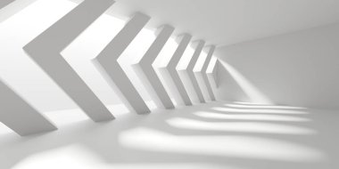 Beyaz Modern mimari iç arka plan. 3D render illüstrasyon