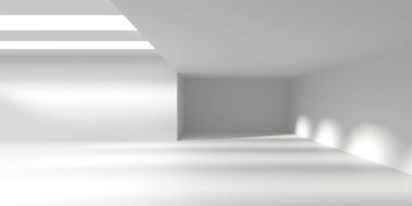 Boş Oda. Soyut Fütürist İçişleri. 3d Görüntüleme