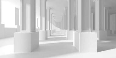 Boş Oda. Soyut Fütürist İçişleri. 3d Görüntüleme