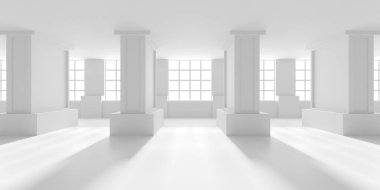 Boş Oda. Soyut Fütürist İçişleri. 3d Görüntüleme