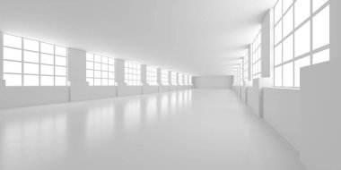 Boş Oda. Soyut Fütürist İçişleri. 3d Görüntüleme