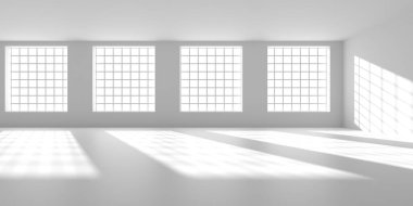 Boş Oda. Soyut Fütürist İçişleri. 3d Görüntüleme