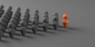 Kalabalıktan uzak dur. Eşsiz biri. Farklı kazanan. 3d oluşturma