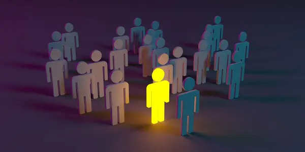Stand out from the crowd. Unique person. Different winner. 3d rendering