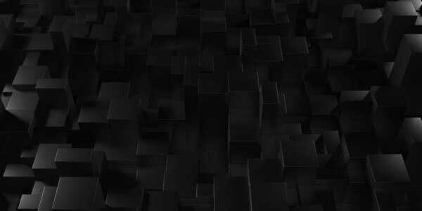 Black cube abstract texture background. 3d rendering