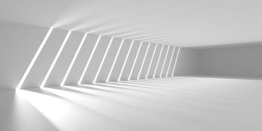 Beyaz Modern mimari iç arka plan. 3D render illüstrasyon