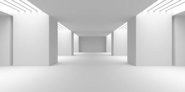 Boş Oda. Soyut Fütürist İçişleri. 3d Görüntüleme