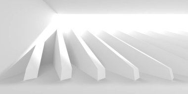 Beyaz Modern mimari iç arka plan. 3D render illüstrasyon