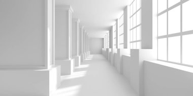 Boş Oda. Soyut Fütürist İçişleri. 3d Görüntüleme