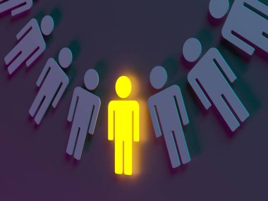 Takım lideri şirket patronu. Farklı olmak için adım atıyorum. İşe alım elemanı. Diğerleri arasında yetenekli bir işçi. 3d oluşturma
