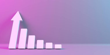 Yükselen oklu büyüme grafiği. İş başarısının diyagramı. 3d oluşturma